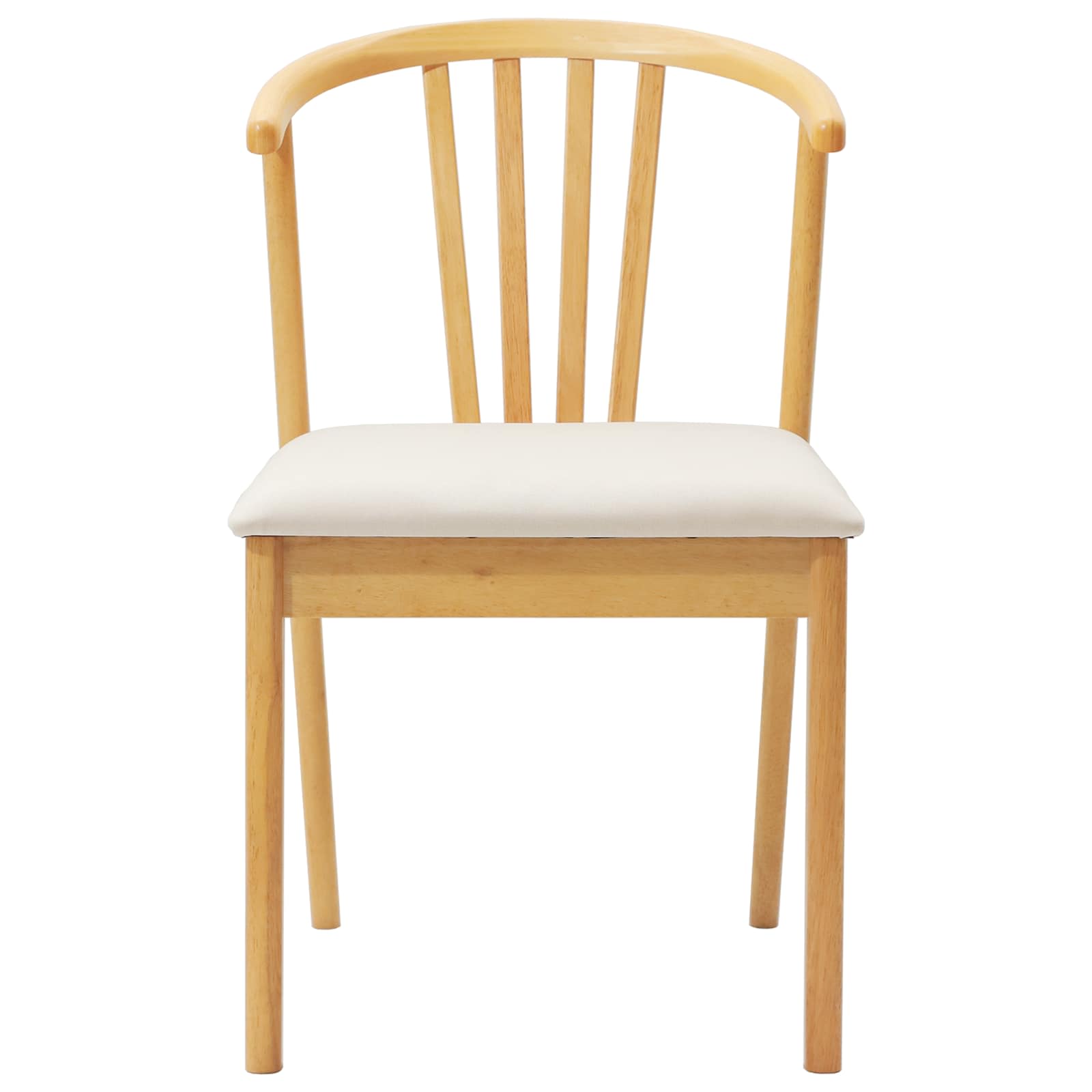 Eetkamerstoel 2 Pcs Massief Rubberhout Natuurlijk en licht