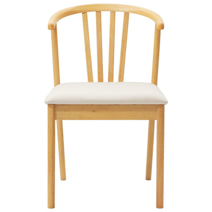 Eetkamerstoel 2 Pcs Massief Rubberhout Natuurlijk en licht