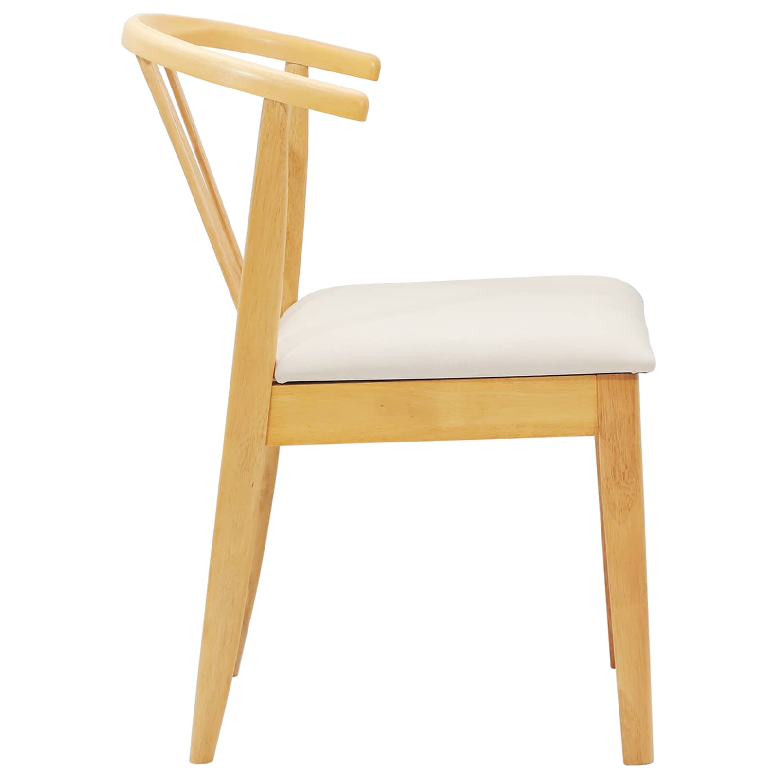 Eetkamerstoel 2 Pcs Massief Rubberhout Natuurlijk en licht