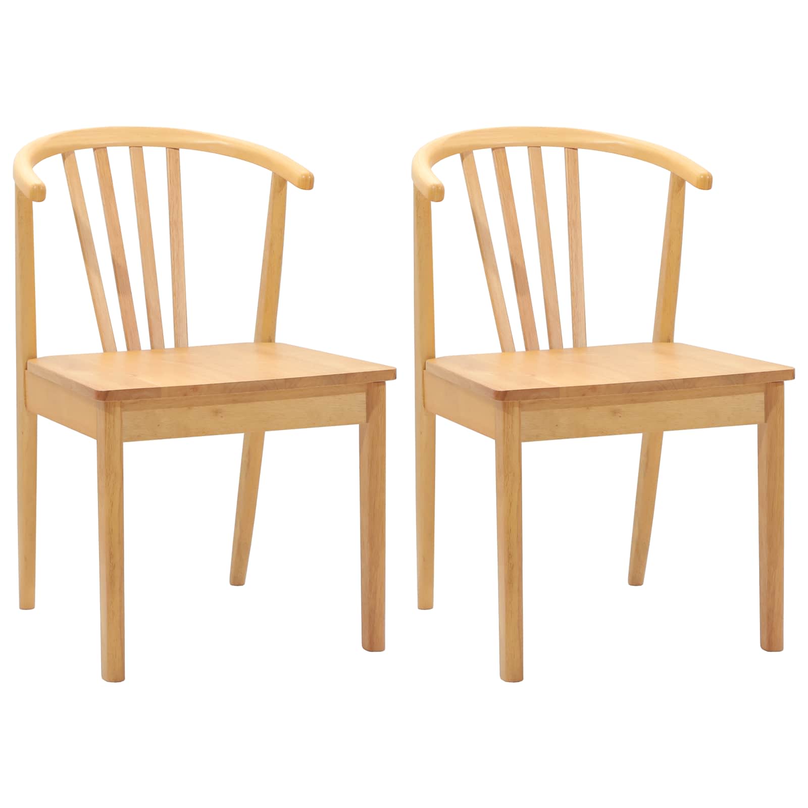 Eetkamerstoel 2 Pcs Massief Rubberhout Naturel