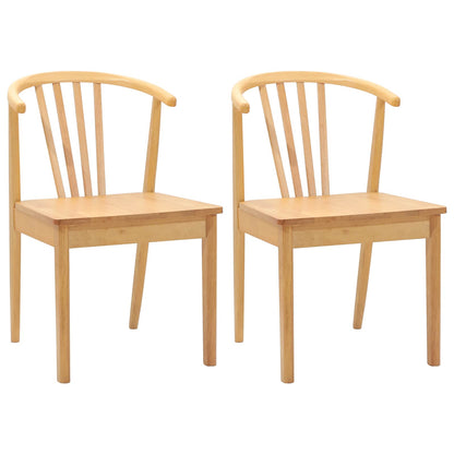 Eetkamerstoel 2 Pcs Massief Rubberhout Naturel