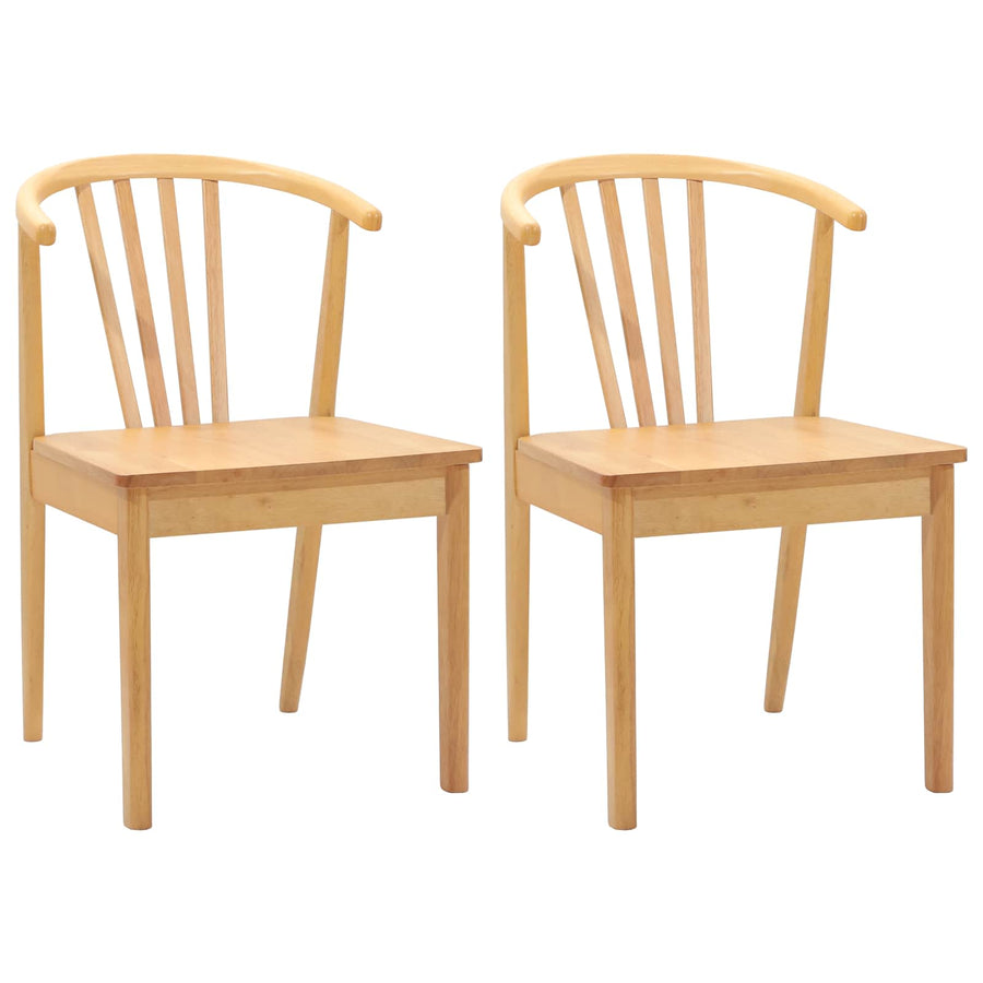 Eetkamerstoel 2 Pcs Massief Rubberhout Naturel