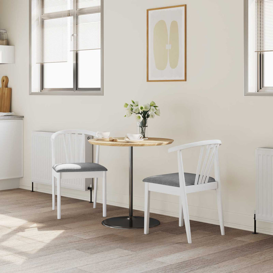 Eetkamerstoel 2 Pcs Massief Rubberhout Wit en grijs