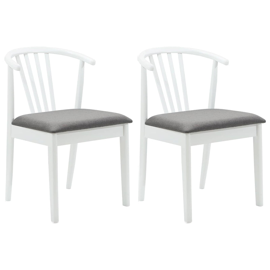 Eetkamerstoel 2 Pcs Massief Rubberhout Wit en grijs