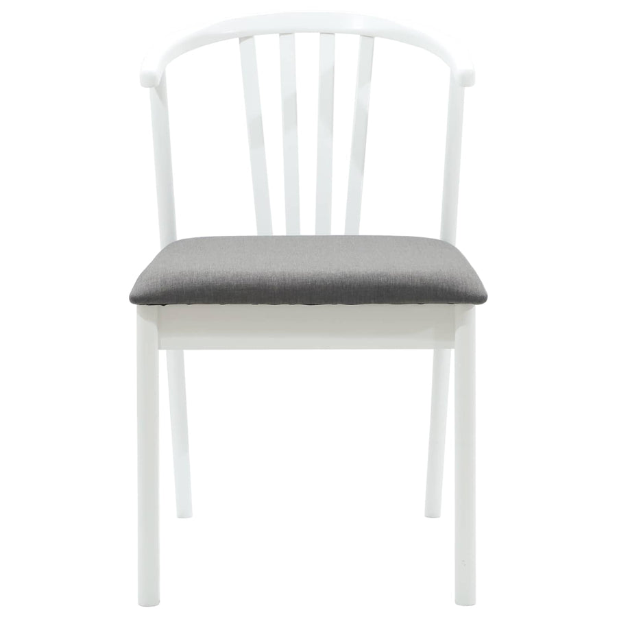 Eetkamerstoel 2 Pcs Massief Rubberhout Wit en grijs