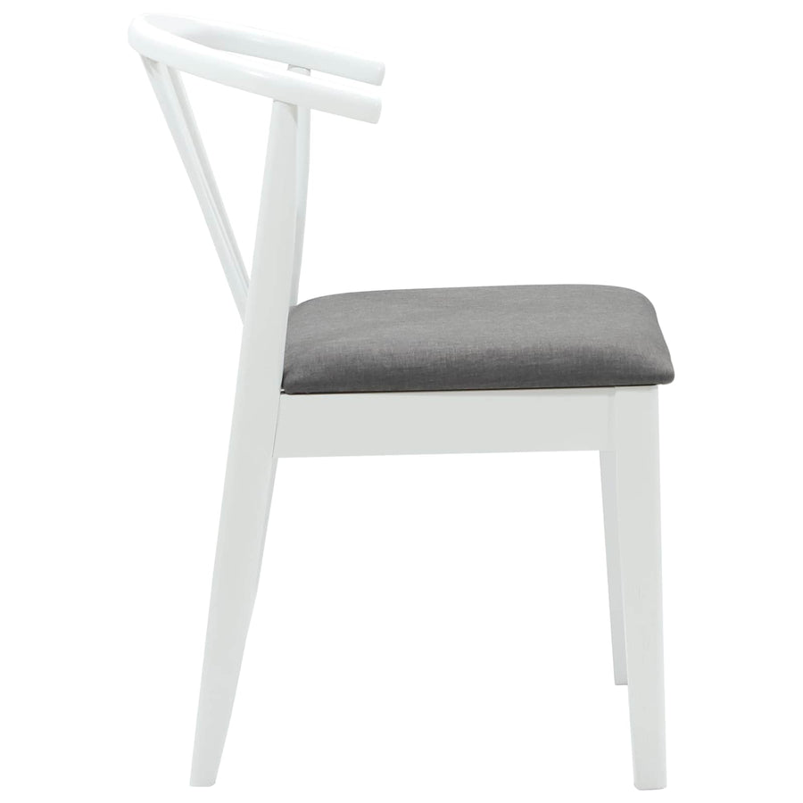 Eetkamerstoel 2 Pcs Massief Rubberhout Wit en grijs