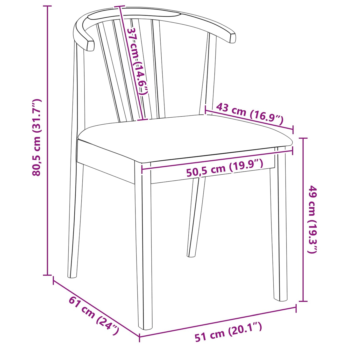 Eetkamerstoel 2 Pcs Massief Rubberhout Wit en grijs