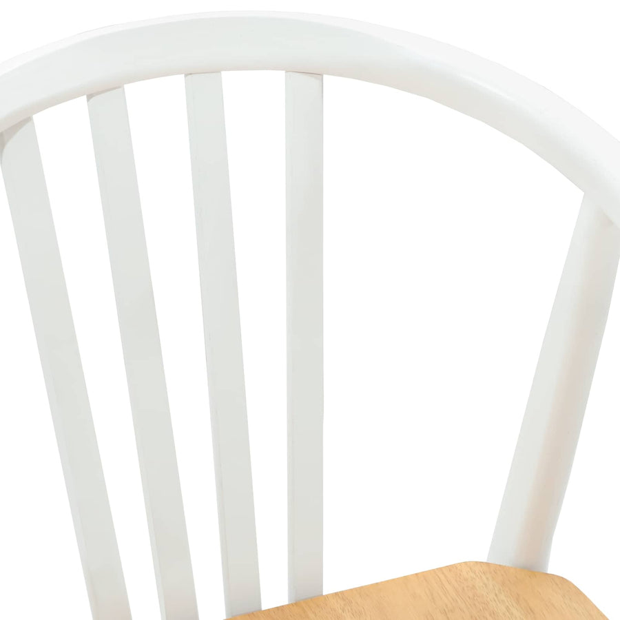 Eetkamerstoel 2 Pcs Massief Rubberhout wit en naturel