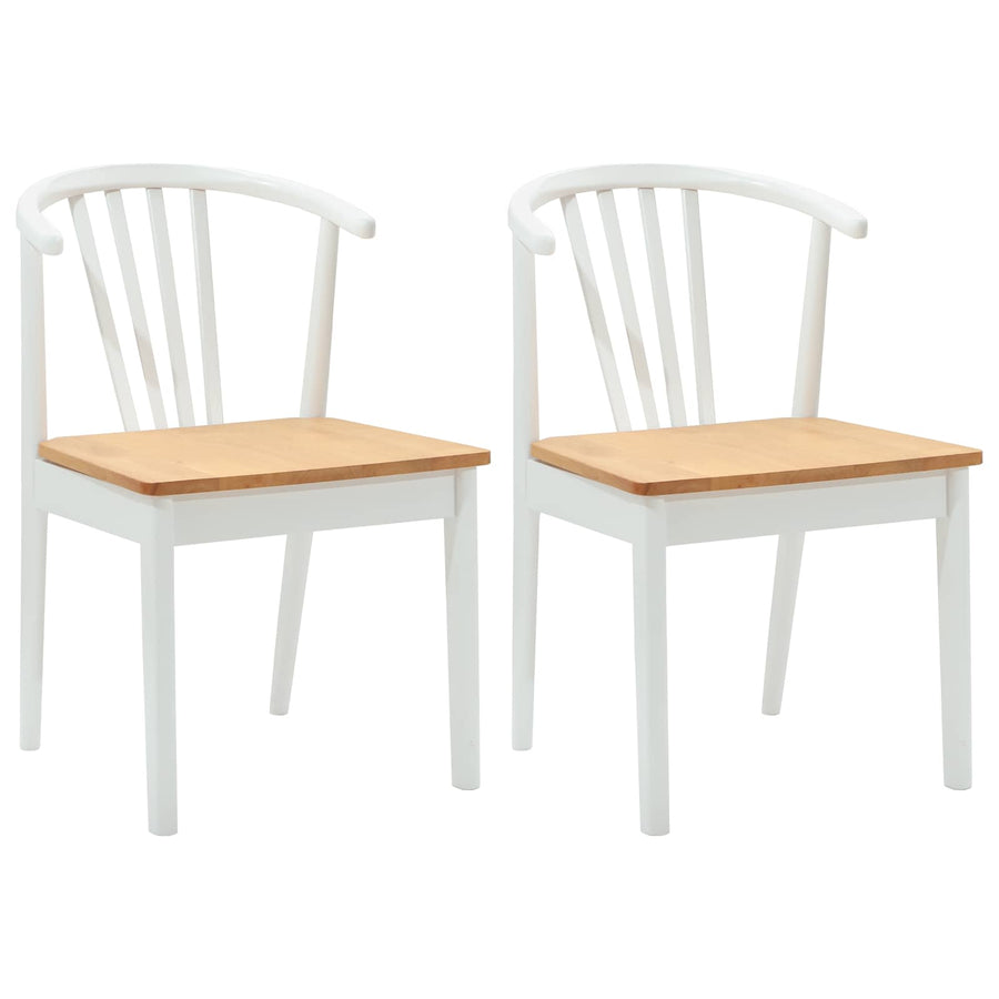 Eetkamerstoel 2 Pcs Massief Rubberhout wit en naturel