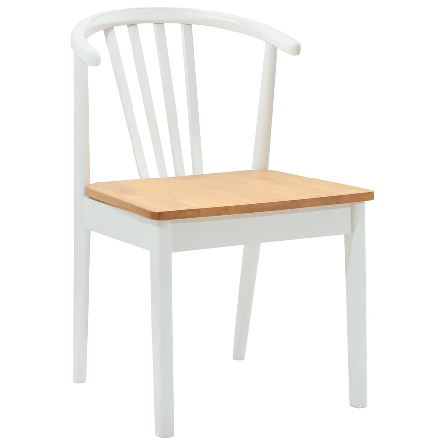 Eetkamerstoel 2 Pcs Massief Rubberhout wit en naturel