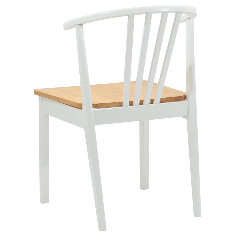 Eetkamerstoel 2 Pcs Massief Rubberhout wit en naturel