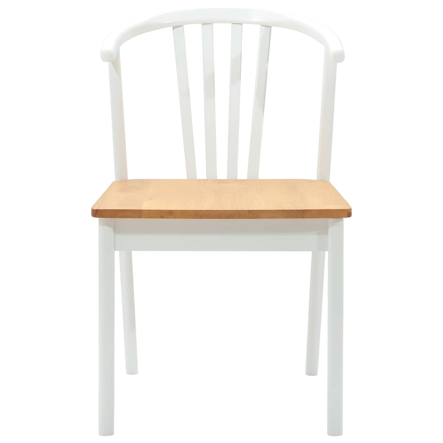 Eetkamerstoel 2 Pcs Massief Rubberhout wit en naturel