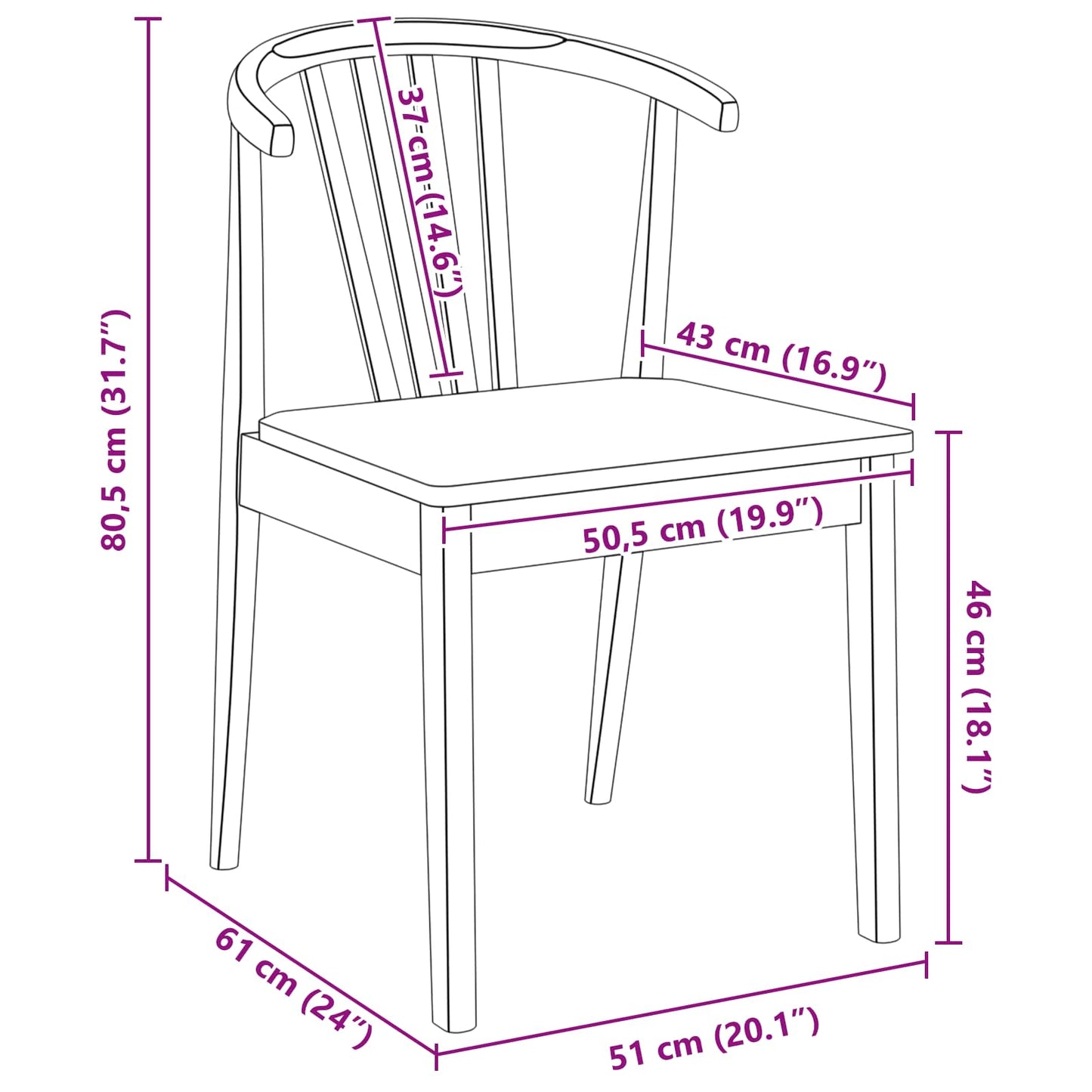 Eetkamerstoel 2 Pcs Massief Rubberhout wit en naturel