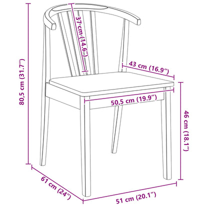 Eetkamerstoel 2 Pcs Massief Rubberhout wit en naturel
