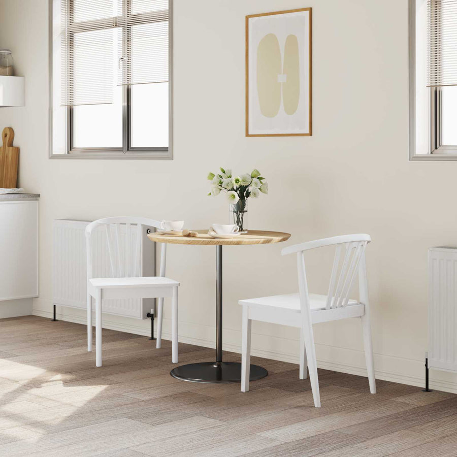 Eetkamerstoel 2 Pcs Massief Rubberhout Wit