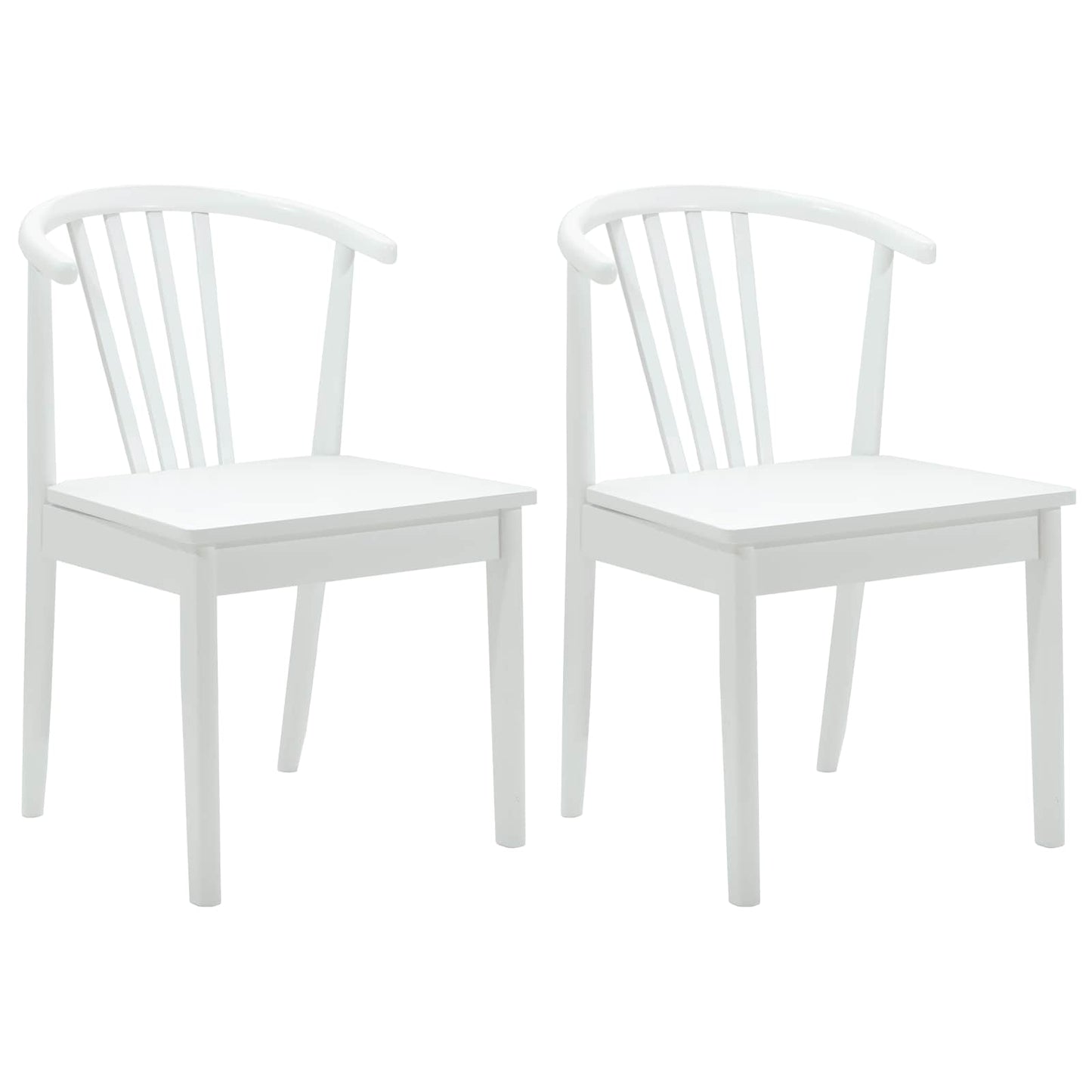 Eetkamerstoel 2 Pcs Massief Rubberhout Wit