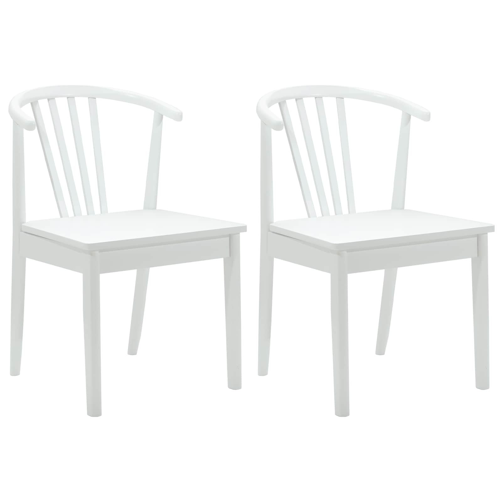 Eetkamerstoel 2 Pcs Massief Rubberhout Wit