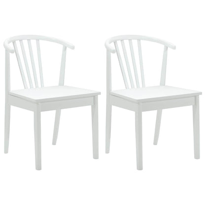 Eetkamerstoel 2 Pcs Massief Rubberhout Wit