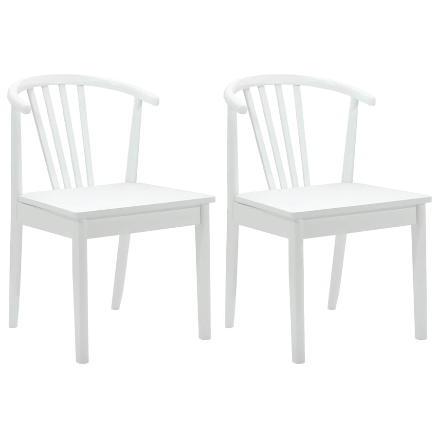 Eetkamerstoel 2 Pcs Massief Rubberhout Wit