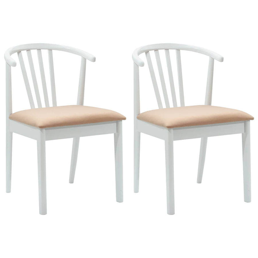 Eetkamerstoel 2 Pcs Massief Rubberhout Wit en bruin