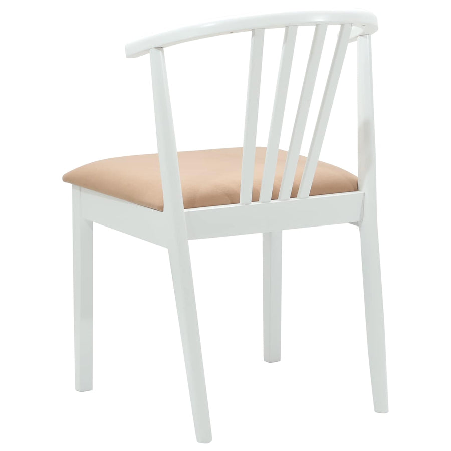 Eetkamerstoel 2 Pcs Massief Rubberhout Wit en bruin