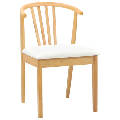 Eetkamerstoel 2 Pcs Massief Rubberhout Natuurlijk en wit