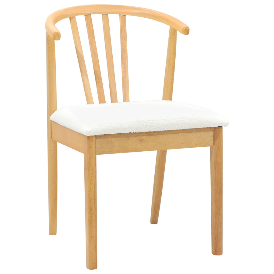 Eetkamerstoel 2 Pcs Massief Rubberhout Natuurlijk en wit