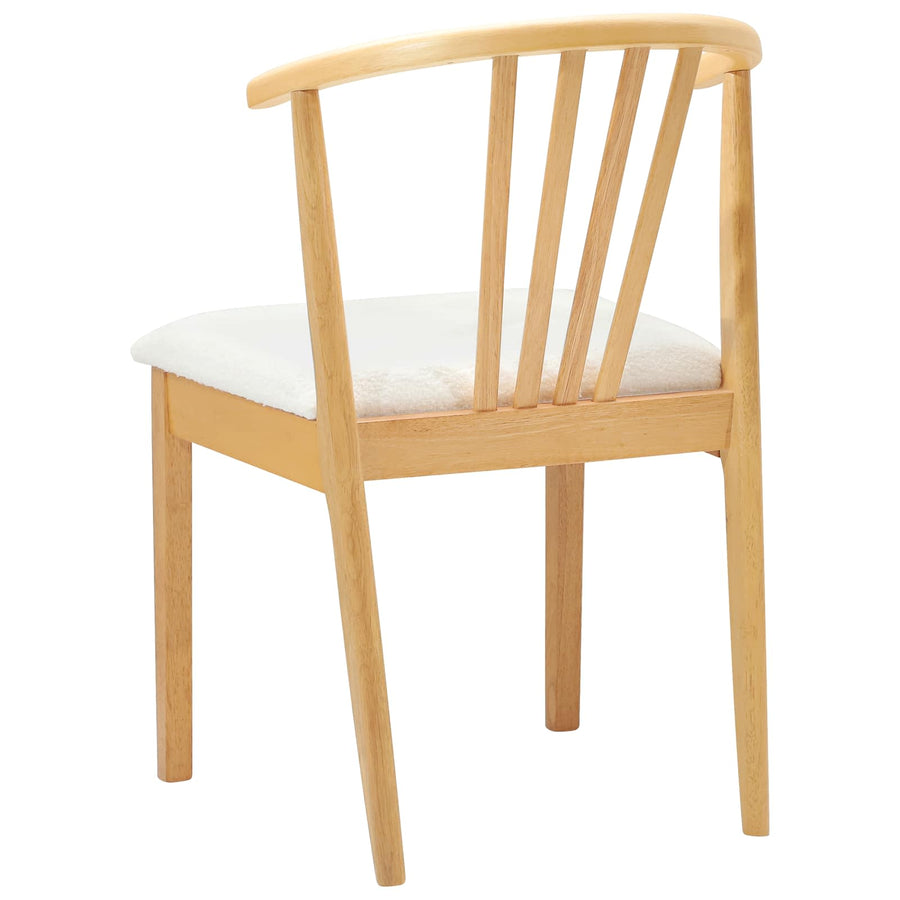 Eetkamerstoel 2 Pcs Massief Rubberhout Natuurlijk en wit