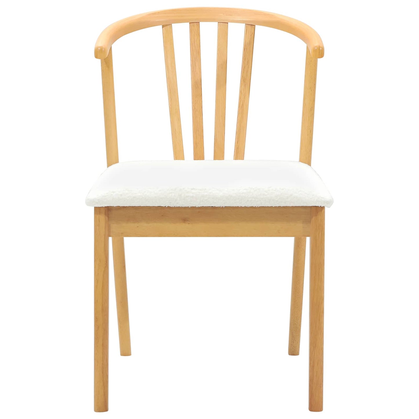 Eetkamerstoel 2 Pcs Massief Rubberhout Natuurlijk en wit