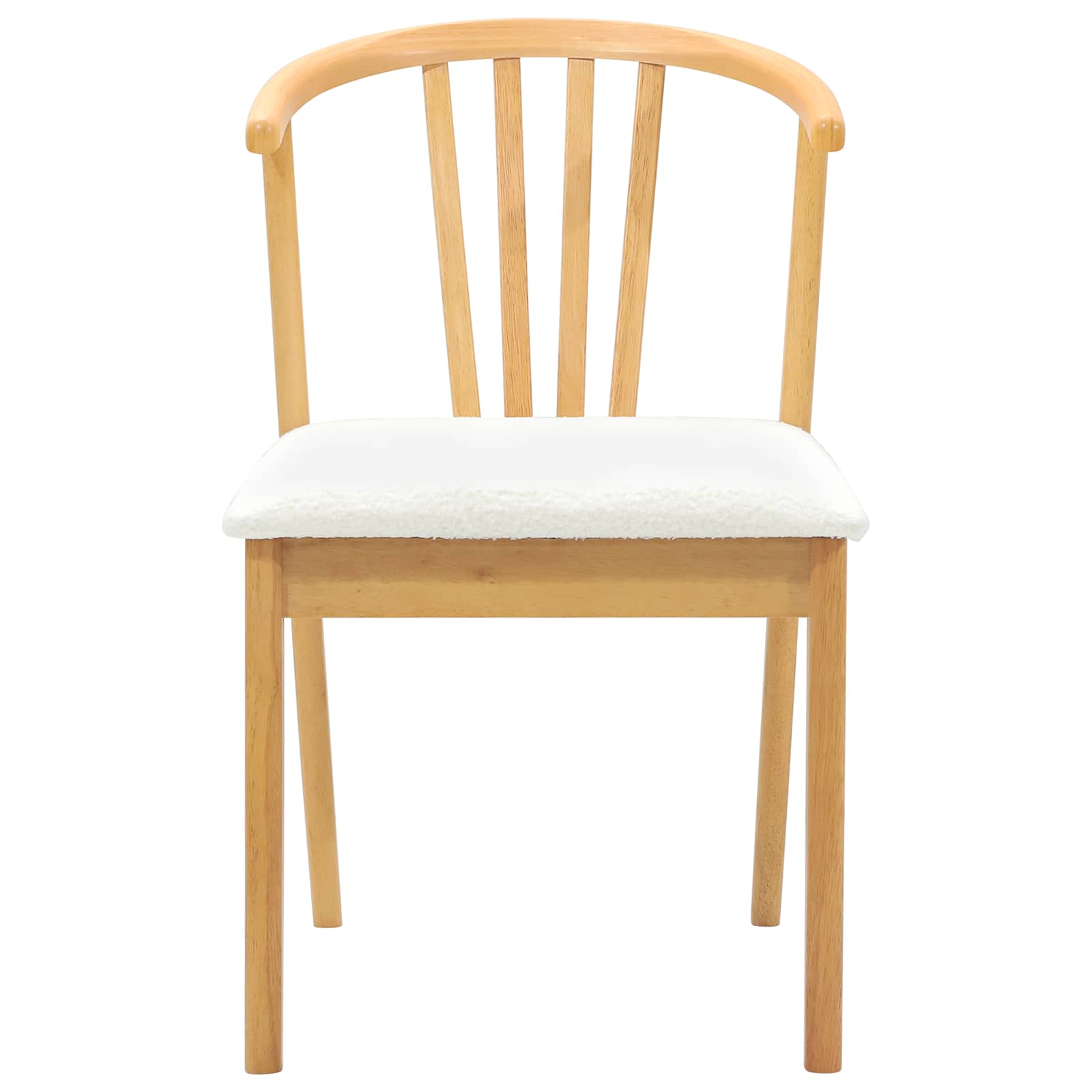 Eetkamerstoel 2 Pcs Massief Rubberhout Natuurlijk en wit