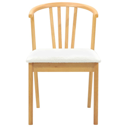 Eetkamerstoel 2 Pcs Massief Rubberhout Natuurlijk en wit