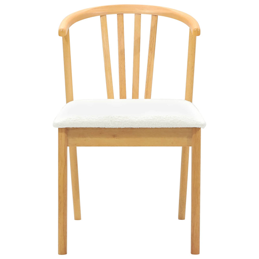 Eetkamerstoel 2 Pcs Massief Rubberhout Natuurlijk en wit