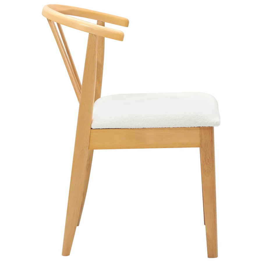 Eetkamerstoel 2 Pcs Massief Rubberhout Natuurlijk en wit