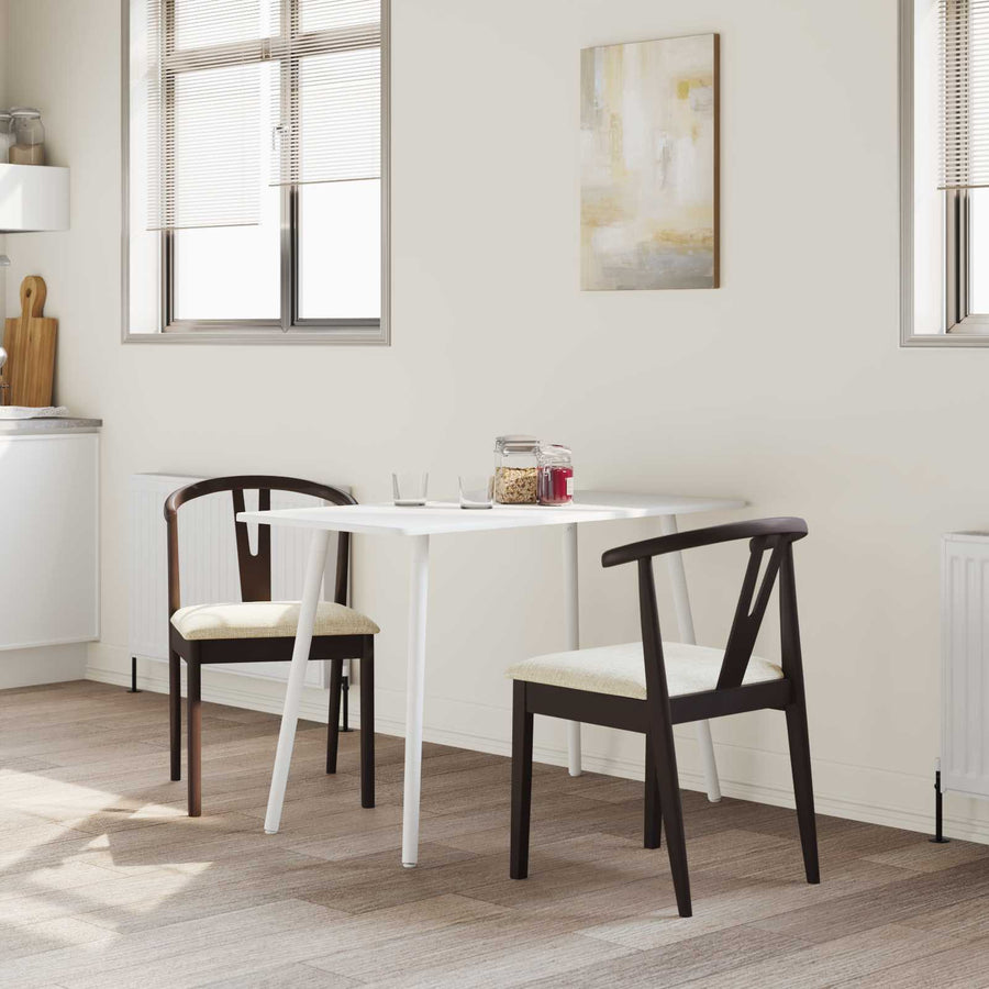 Eetkamerstoel 2 Pcs Massief Rubberhout Lichtbruin en licht
