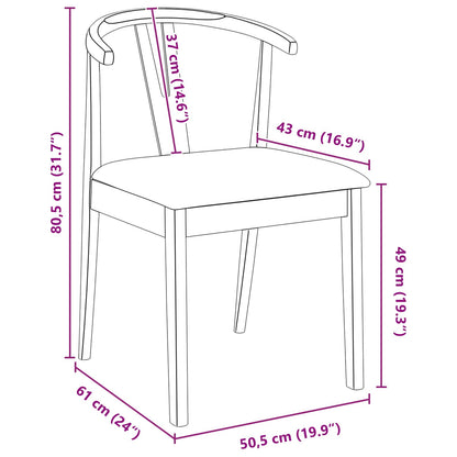 Eetkamerstoel 2 Pcs Massief Rubberhout Lichtbruin en licht