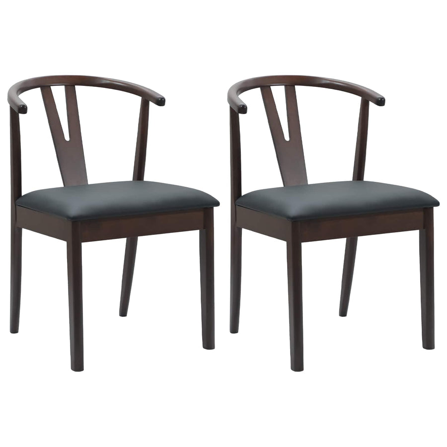 Eetkamerstoel 2 Pcs Massief Rubberhout Lichtbruin en zwart
