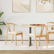 Eetkamerstoelen 2 stuks massief rubberhout licht