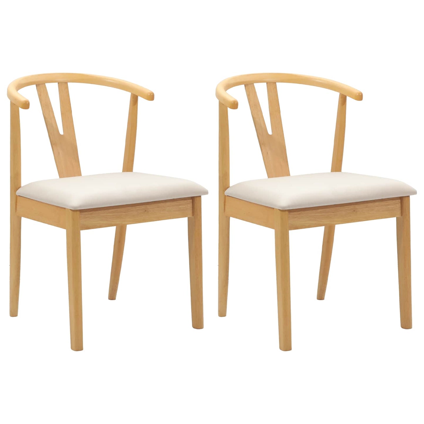Eetkamerstoel 2 Pcs Massief Rubberhout Natuurlijk en licht