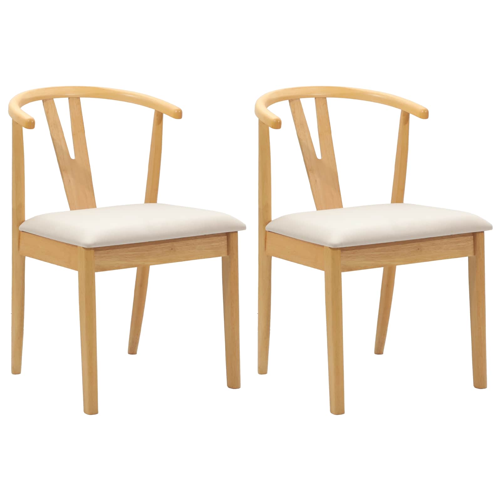 Eetkamerstoel 2 Pcs Massief Rubberhout Natuurlijk en licht
