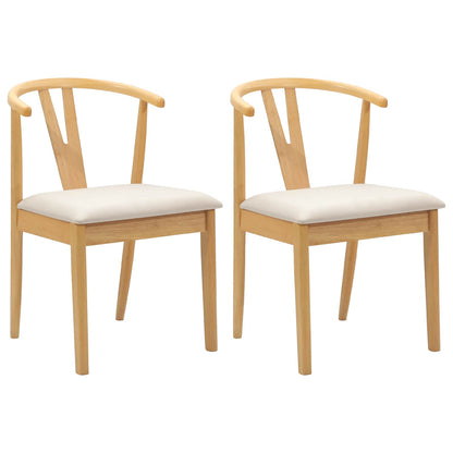 Eetkamerstoel 2 Pcs Massief Rubberhout Natuurlijk en licht