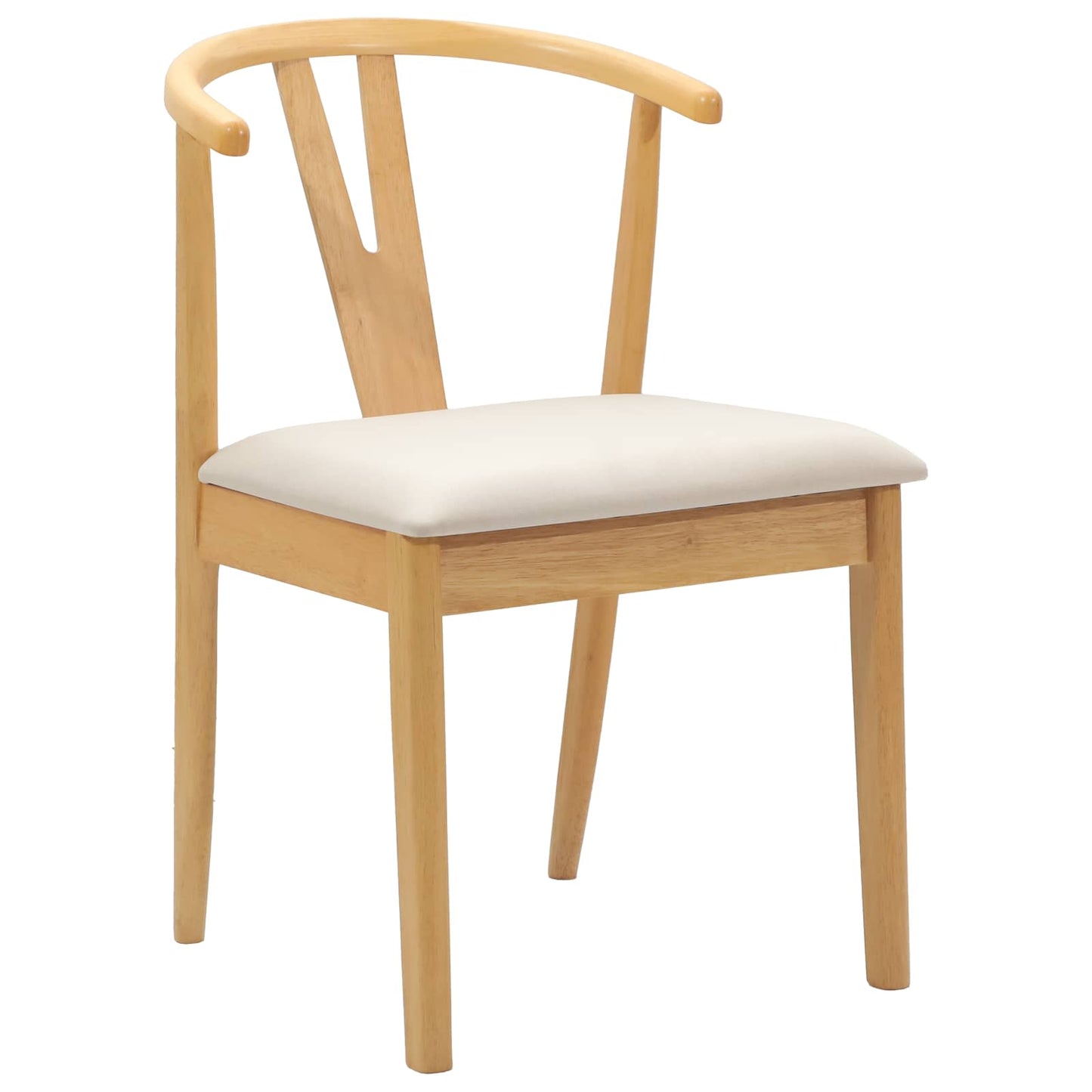 Eetkamerstoel 2 Pcs Massief Rubberhout Natuurlijk en licht
