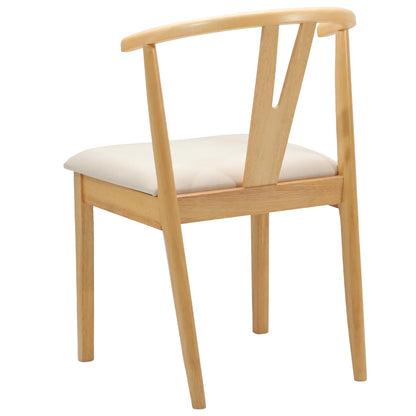 Eetkamerstoel 2 Pcs Massief Rubberhout Natuurlijk en licht