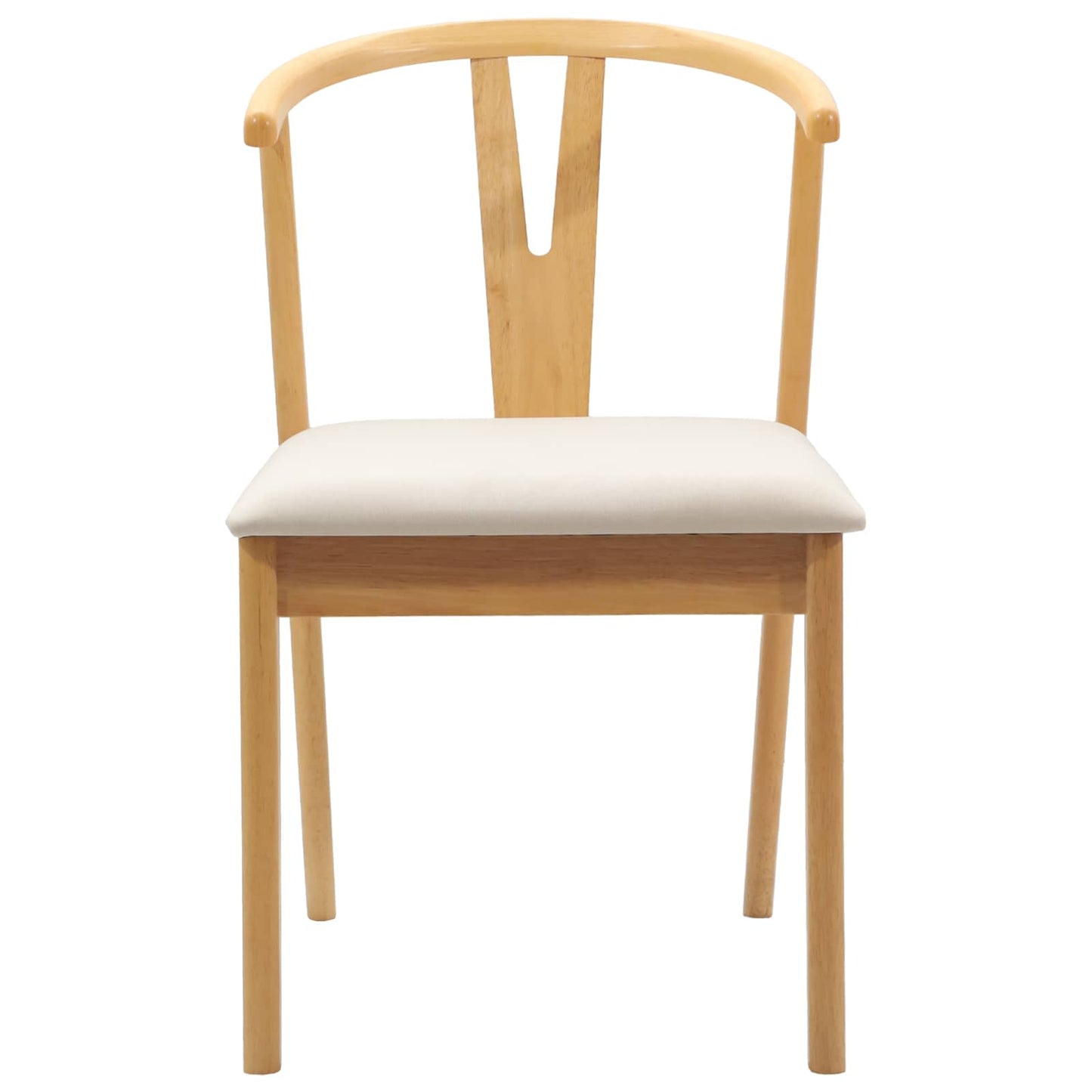 Eetkamerstoel 2 Pcs Massief Rubberhout Natuurlijk en licht