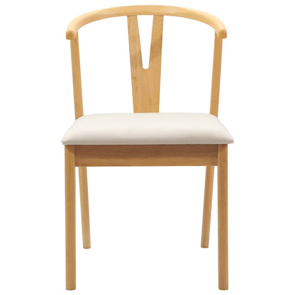 Eetkamerstoel 2 Pcs Massief Rubberhout Natuurlijk en licht