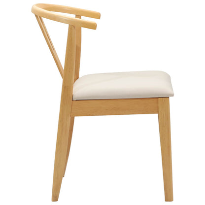 Eetkamerstoel 2 Pcs Massief Rubberhout Natuurlijk en licht