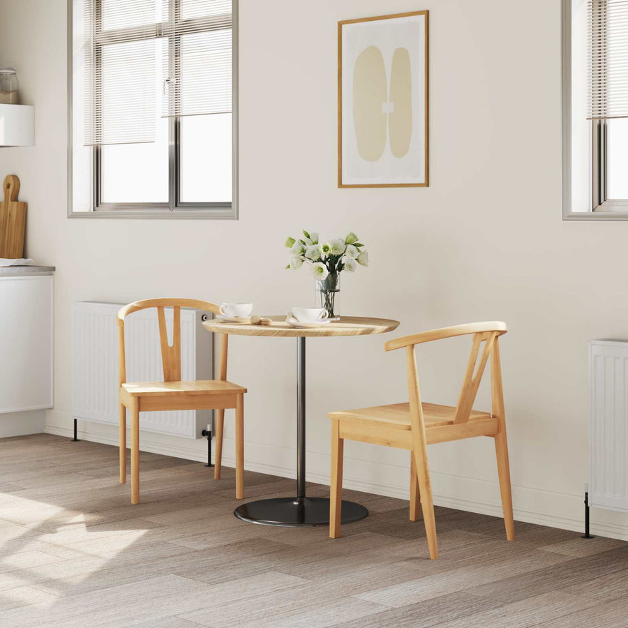 Eetkamerstoel 2 Pcs Massief Rubberhout Naturel