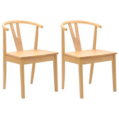 Eetkamerstoel 2 Pcs Massief Rubberhout Naturel