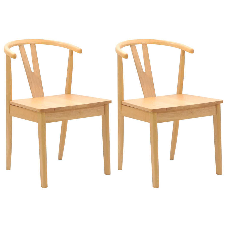 Eetkamerstoel 2 Pcs Massief Rubberhout Naturel