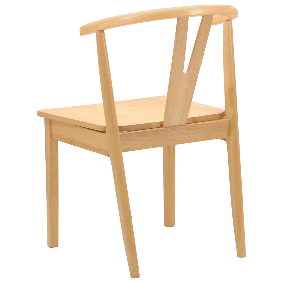 Eetkamerstoel 2 Pcs Massief Rubberhout Naturel