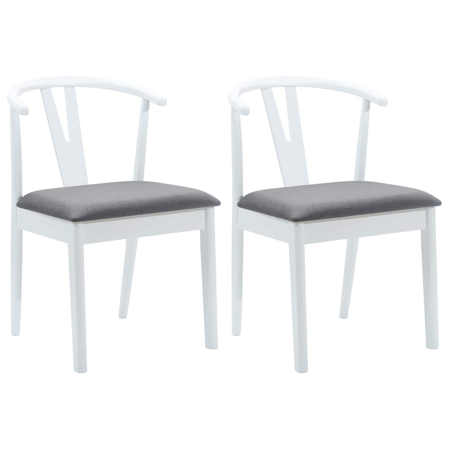 Eetkamerstoel 2 Pcs Massief Rubberhout Wit en grijs